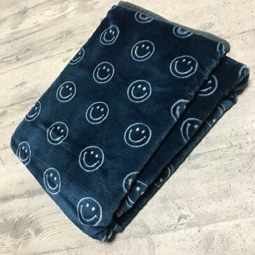 ニコ　フランネルボア　ブランケット　S　ネイビー　NICO BLANKET S NAVY 70×100cm【スマイル／スマイルブランケット／ボア／ひざ掛け／ひざかけ】【楽ギフ_メッセ入力】