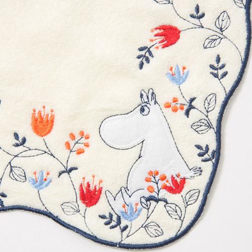 ムーミンミニタオルひとりの時間花刺繍【MOOMIN/MoominCharacters/ハンドタオル/タオルハンカチ/ハンカチ/刺繍/スカラップ/アップリケ】【楽ギフ_メッセ入力】