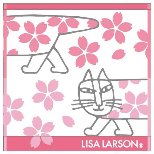 リサ・ラーソン ハンドタオル リサラーソン　ミニタオル　桜マイキー　25×25cm【LISA LARSON／タオル／ハンカチ／ハンドタオル／マイキー／ねこ雑貨／さくら／サクラ／桜／北欧／北欧雑貨】【楽ギフ_メッセ入力】