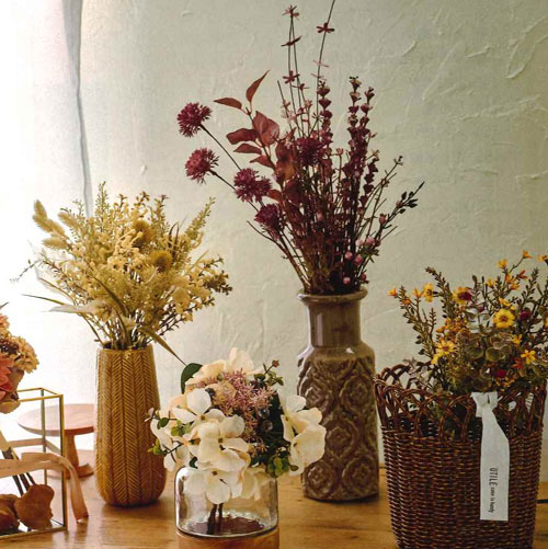 【各色2本セット】カンパヌラブーケ (L36cm) 造花 秋 店舗装飾 インテリアディスプレイ 季節 飾り イベント 装飾 造花 観葉植物 アートグリーン くすみカラー ドライフラワー 風