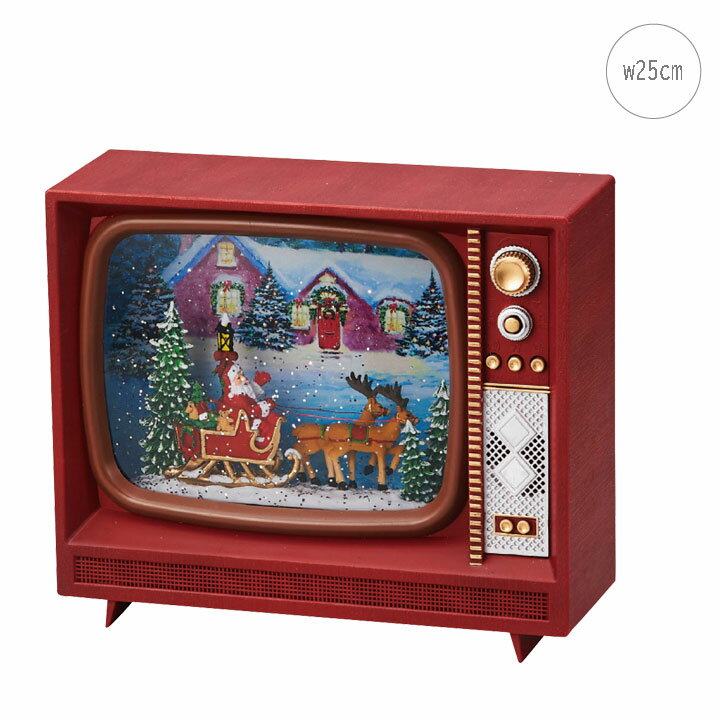 ミュージックテレビ(LED付)クリスマス 飾り アートフラワー リース 玄関 オーナメント インテリア クリスマスリース ギフト クリスマス 玄関 クリスマスツ...