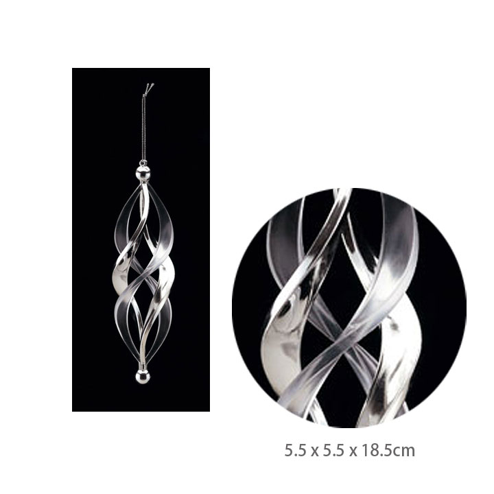 【10個セット】【クリスマス 飾り】クリア&シルバーツイストハンギング(モチーフ クリスマス デコレーション ディスプレイ オーナメント クリスマスツリー)