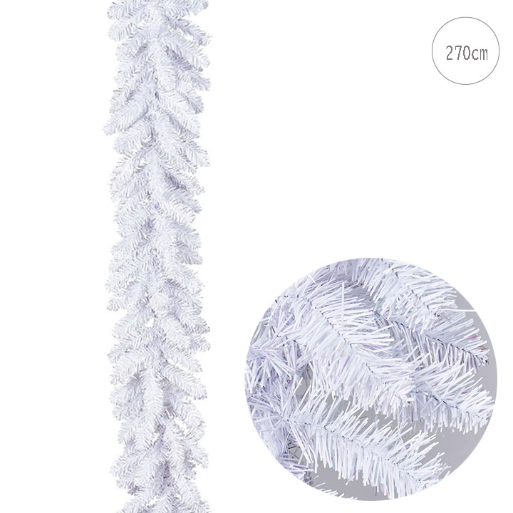 ■ホワイトデコールガーランド(270cm) 北欧 ナチュラル 上品 高級 豪華 おしゃれ 飾り 装飾 壁 壁掛け スワッグ 店舗 ショップ 施設 パーティー 業...