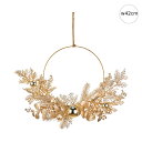 【2個セット】【クリスマスリース】シャンパーニュボールリース(W45cm)クリスマス リース オーナメント LED おしゃれ インテリア ヌードツリー 置物 ボ...