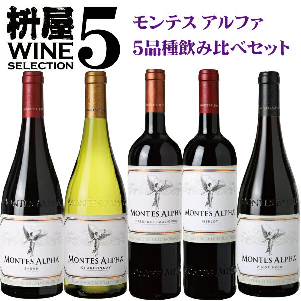 【送料無料※】『 枡屋5 』 モンテス アルファ 5品種 各750ml 飲み比べセットメーカー小売希望13,750円→11,000円 【モンテス】 赤ワイン 白ワイン チリ※東北・北海道は送料無料対象外です ギフト 贈り物 お祝い お礼