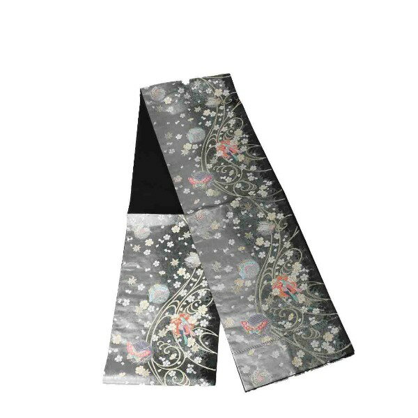 袋帯 袋帯 正絹 桜柄 黒 【SS】 【中古】