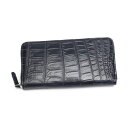 クロコダイル CROCODILE 長財布 サイドファスナー付き クロコダイル ラウンドファスナー クロコダイル W168 ネイビー 【SS】