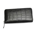 クロコダイル CROCODILE 長財布 サイドファスナー付き クロコダイル ラウンドファスナー クロコダイル W168L ブラック 【SS】