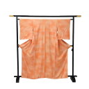 訪問着・付下 着物 和服 袷長着 正絹 御所車織 シルク 柿色 【SS】 【中古】