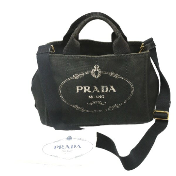 プラダ PRADA トートバッグ トートバッグ カナパミニ デニム 1BG439 ブラック 【SS】 【中古】