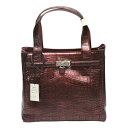 クロコダイル CROCODILE トートバッグ メタリック 訳あり カデナ付き クロコダイル 3983 ワイン 【SS】 【中古】