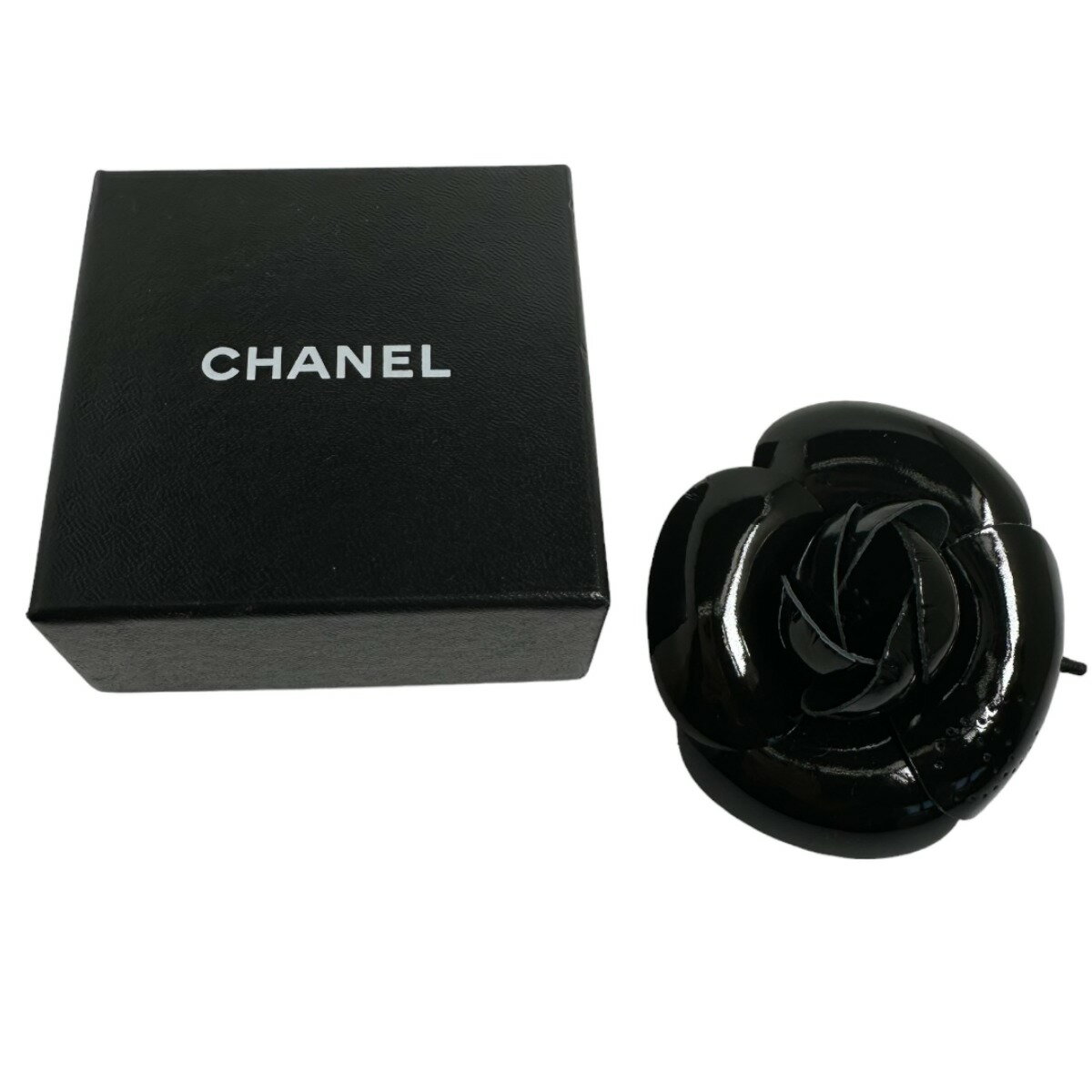 シャネル CHANEL ブローチ カメリア コサージュ レザー ブラック 【SS】 【中古】