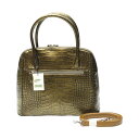 クロコダイル CROCODILE ハンドバッグ 2WAYバッグ メタリック 訳あり クロコダイル 3994 オリーブメタリック 【SS】