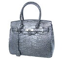 クロコダイル CROCODILE ハンドバッグ ハンドバッグ ヘンローン クロコダイル YB-2101 シルバー 【H】