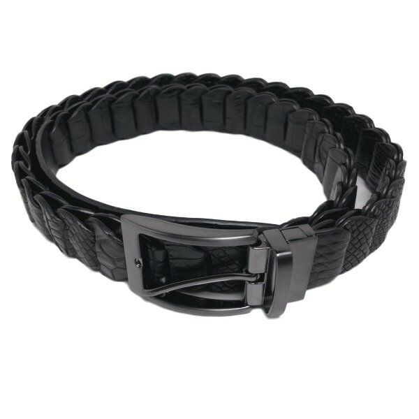 クロコダイル CROCODILE ベルト ピンタイプバックル 編み込み長さ調整可能 ニッケル 35mm クロコダイル LJ-BG メタリック 【H】