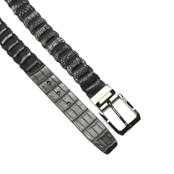 クロコダイル CROCODILE ベルト ピンタイプバックル 編み込み長さ調整可能 ニッケル 35mm クロコダイル LJ-BG ブラックニッケル 【H】