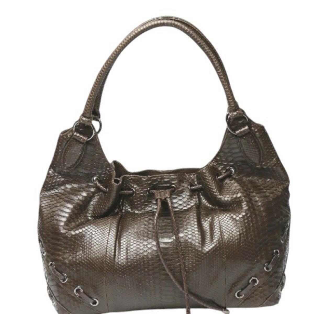パイソン Python ハンドバッグ ダイヤモンドパイソン トートバッグ 高級本革使用 パイソン LB2029 ニコチン 【SS】(4)