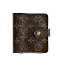 ルイヴィトン LOUIS VUITTON 二つ折り財布 カード用ポケットファスナー付 モノグラム コンパクトジップ モノグラムキャンバス M61667 ブラウン LV 【SS】 【中古】