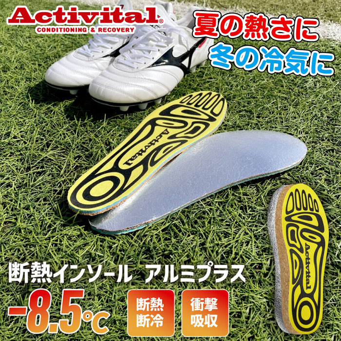 【メール便送料無料】アクティバイタル 断熱インソール アルミプラス 断熱効果-8.5℃ 熱中症対策 GRA1004 遮熱 中敷き