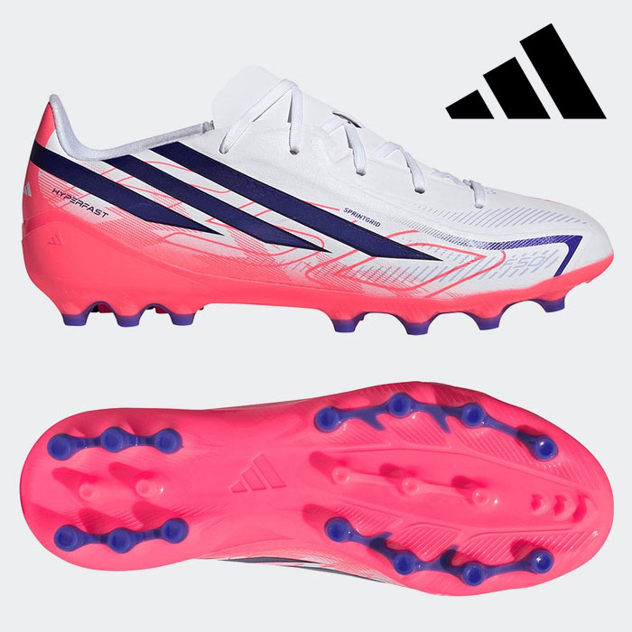 アディダス F50 ハイパーファスト LEAGUE AG ジュニア 土、人工芝、天然芝グラウンドで対応可能なスパイク。 スピードを求め、果敢にプレーするための一足。 HALOSKINテクノロジーが屈曲性に優れた薄型アッパーを実現し、HALOSHELL+メッシュが軽量感をプラス。 シューレースでフィット感でフィット感を自在に調整。 エンジニアード アウトソールとスタッド配列は人工芝用に最適化されていて、スプリントやターンも滑らかな動き。 試合当日はこのアディダスシューズで、自信を持ってプレーしよう。 ・レギュラーフィット ・シューレース ・合成素材のアッパー ・テキスタイルライニング ・合成素材のアウトソール ・HALOSKINテクノロジー ・HALOSHELL+テクノロジー F50 HYPERFAST LEAGUE AGJ キッズ ジュニア JR 子供 サッカー シューズ ※沖縄を除き送料無料