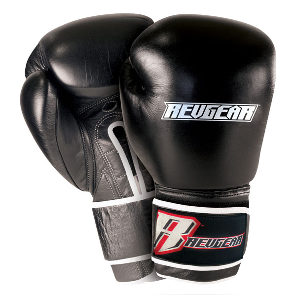 REVGEAR レヴギアー プラチナムレザー ボクシンググローブ ／ Platinum leather Boxing Gloves - Black ／ 正規品 10オンス 12オンス 14オンス 16オンス マジックテープ式 スパーリンググローブ パンチンググローブ トレーニンググローブ ミット打ち