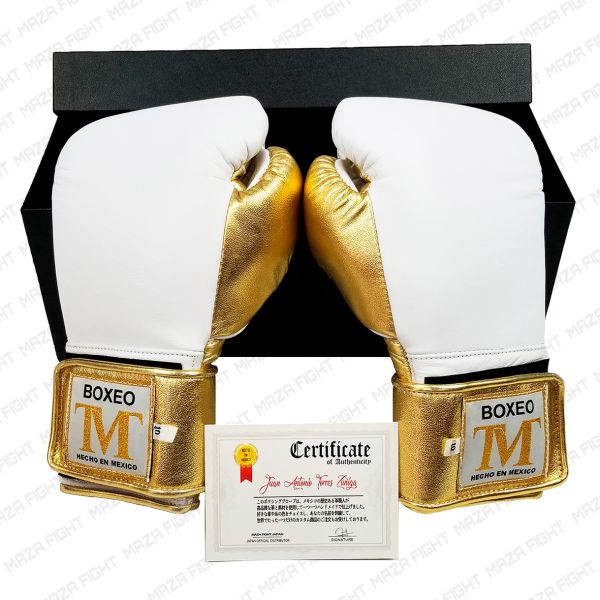 BOXEO TM [ボクセオTM]　メキシカン プロ・ボクシンググローブ（白/ゴールド）[MAZAFIGHTデザイン] /Mexican Boxing Gloves -White/Gold