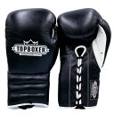 PRICE DOWN TOP BOXER トップボクサー 紐式 ボクシンググローブ（黒）10oz-16oz ／ Boxing Gloves with LACES - Black ／ 正規品 本革 リアルレザー 牛革 スパーリンググローブ パンチンググローブ トレーニンググローブ ミット打ち 練習用 試合用 メンズ レディース