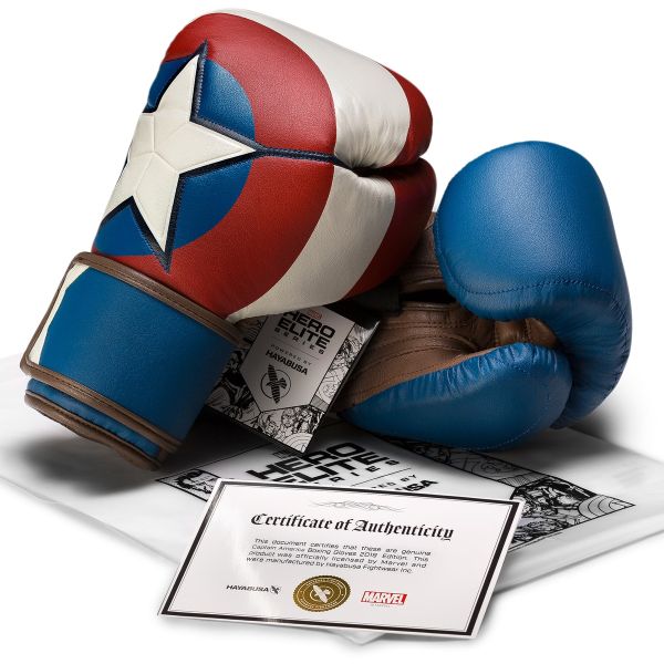  HAYABUSA  MARVEL / マーベル　キャプテンアメリカ　ボクシンググローブ ／ Captain America Boxing Gloves　／　正規品 12oz 16oz 12オンス 16オンス 限定品 ジョルジュ・サンピエールコラボ マジックテープ式 ミット打ち 男女兼用