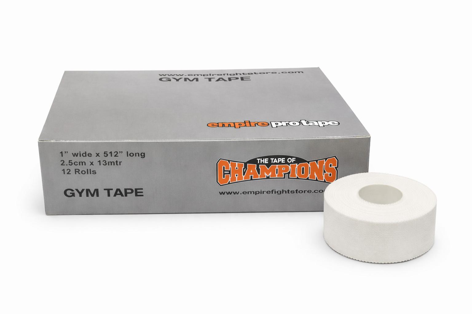 乐天商城 - Empire Protape [エンパイア プロテープ]　　箱売り/ボックス　GYMテープ（白） 2.5cm×13m　 BOX（12ロール入り）／ フィンガーテープ　テーピングテープ バンデージ バンテージ 試合用テープ スポーツテープ 総柄 ロゴ柄 総合格闘技 ボクシング キックボクシング MMA UFC