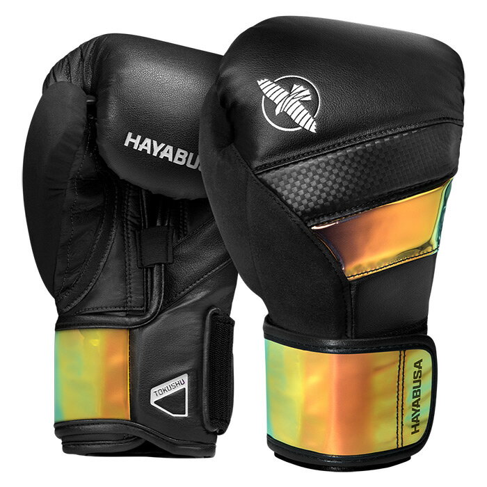 HAYABUSA 　T3 ボクシンググローブ（ブラック/偏光パール）／ Boxing Gloves - Black/Iridescent　／　正規品 8オンス 10オンス 12オンス 14オンス 16オンス マジックテープ式 スパーリンググローブ パンチンググローブ トレーニンググローブ ミット打ち 男女兼用