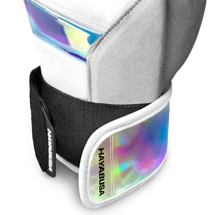 MAZA FIGHT 楽天市場店のHAYABUSA [ハヤブサ]　T3 ボクシンググローブ（ホワイト/偏光パール）／ Boxing Gloves -White/Iridescent　／　正規品 10オンス 12オンス 14オンス 16オンス マジックテープ式 スパーリンググローブ パンチンググローブ トレーニンググローブ ミット打ち 男女兼用｜アングル3