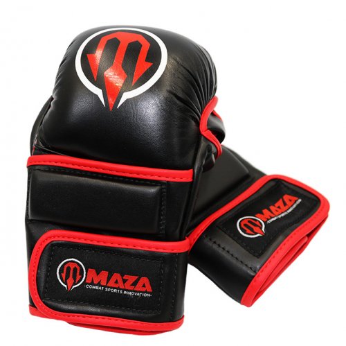 MAZA［マザ］ MMA パウンドグローブ（黒/赤）／Pound Gloves - Black/Red ／ 総合格闘技 スポーツ ボクシング キックボクシング ブラジリアン柔術 ムエタイ テコンドー 空手 ファイトギア トレーニング 練習 メンズ ユニセックス ブラック レッド