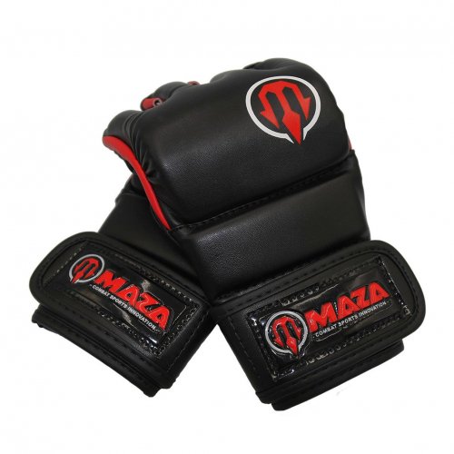 MAZA［マザ］ プロ ファイトグローブ（黒） ／ Pro Fight Gloves - オープンフィンガーグローブ　／　MMAグローブ スパーリンググローブ パンチンググローブ マジックテープ式 ミット打ち トレーニング フィットネス 試合 練習用