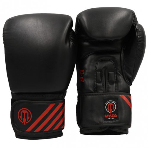 MAZA マザ ボクシンググローブ KURO-1 - クロ-ワン（黒/赤） ／ Boxing Gloves - Black/Red ／ 正規品 8オンス 10オンス 12オンス 14オンス 16オンス マジックテープ式 スパーリンググローブ パンチンググローブ トレーニンググローブ ミット打ち メンズ レディース