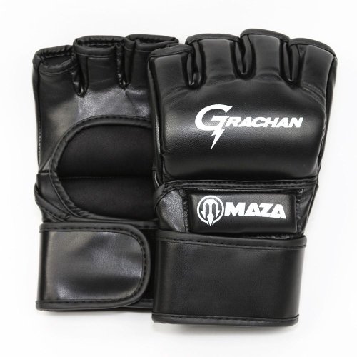 【マザファイト】MAZA［マザ］ GRACHAN 公式 MMA プロ ファイトグローブ Ver.2 （黒）／ Pro Fight Gloves - オープンフィンガーグローブ ／ MMAグローブ スパーリンググローブ パンチンググローブ マジックテープ式 ミット打ち トレーニング フィットネス 試合 練習用
