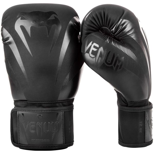 VENUM [ヴェヌム]　ボクシンググローブ　Impact Classic - インパクト・クラシック（黒/黒）／ Boxing Gloves - Black/Black　／　正規品 8オンス 10オンス 12オンス 14オンス 16オンス マジックテープ式 スパーリンググローブ パンチンググローブ トレーニンググローブ