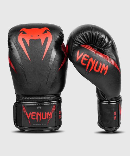 VENUM 　ボクシンググローブ　Impact - インパクト（黒/赤）／ Boxing Gloves - Black/Red ／　正規品 8オンス 10オンス 12オンス 14オンス 16オンス マジックテープ式 スパーリング パンチング トレーニング ミット打ち サンドバッグ 練習用 メンズ レディース