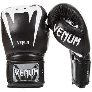 VENUM　本革　ボクシンググローブ　Giant 3.0（黒）- ジャイアント 3.0／ Boxing Gloves - Black　ヴェヌム 正規品 8オンス 10オンス 12オンス 14オンス 16オンス マジックテープ式 スパーリンググローブトレーニング ミット サンドバッグ 練習 ヴェノム ベヌム