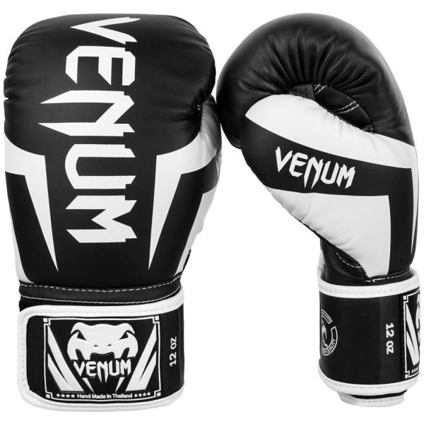 VENUM ヴェヌム ボクシンググローブ Elite - エリート（黒/白）／ Boxing Gloves - Black/White ／ 正規品 8オンス 10オンス 12オンス 14オンス 16オンス マジックテープ式 人気 グローブ スパーリング パンチ トレーニング ミット サンドバッグ エクササイズ