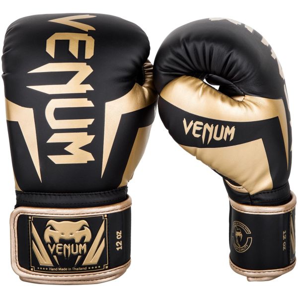 VENUM ヴェヌム ボクシンググローブ Elite - エリート（黒/ゴールド）／ Boxing Gloves ／ 正規品 8オンス 10オンス 12オンス 14オンス 16オンス マジックテープ式 スパーリンググローブ パンチンググローブ トレーニング ミット サンドバッグ メンズ レディース