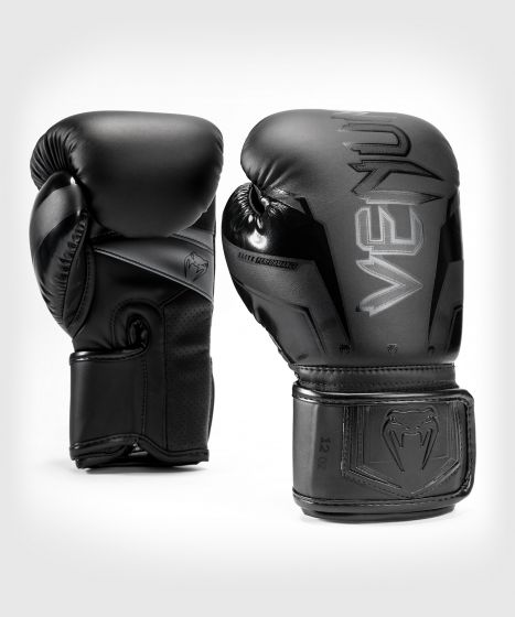 VENUM ヴェヌム ボクシンググローブ エリート エボ（黒/黒）／ Boxing Gloves Elite Evo - Black/Black ／ 正規品 8オンス 10オンス 12オンス 14オンス 16オンス マジックテープ式 スパーリング パンチ トレーニング ミット サンドバッグ メンズ レディース