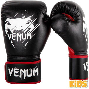 VENUM [ヴェヌム]　キッズ ボクシンググローブ　Contender - コンテンダー（黒/赤）／ Kids Boxing Gloves ／　子供用 ジュニア ユース MMA 総合格闘技 ボクシング キックボクシング K-1 ファイトギア ヴェナム ヴェノム ベヌム ベナム ベノム キッズグローブ