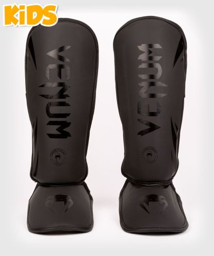 VENUM [ヴェヌム]　キッズ シンガード　Challenger - チャレンジャー（黒/黒）／ Kids Shin Guards - Black/Black　／　正規品 レガース すね当て すねあて すねガード すねパッド プロテクター 防具 衝撃緩和 衝撃吸収 打撃 子供用 ジュニア ユース KIDS JUNIOR 女子 男子