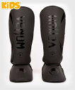 VENUM [ヴェヌム]　キッズ シンガード　Challenger - チャレンジャー（黒/黒）／ Kids Shin Guards - Black/Black　／　正規品 レガース すね当て すねあて すねガード すねパッド プロテクター 防具 衝撃緩和 衝撃吸収 打撃 子供用 ジュニア ユース KIDS JUNIOR 女子 男子