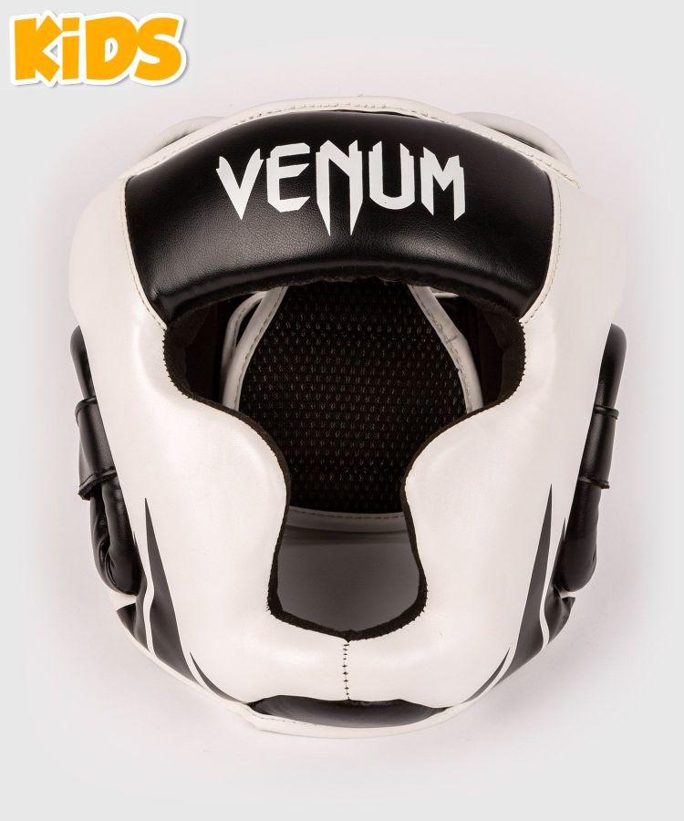 VENUM [ヴェヌム]　キッズ　ヘッドギア　チャレンジャー（黒/白）／ Challenger Kids Headgear - Black/White　 ／ ジュニア 子供用 トレーニング MMA 格闘技 ボクシング キック レスリング スポーツ ヘッドガード 頭部 保護 ジム用品