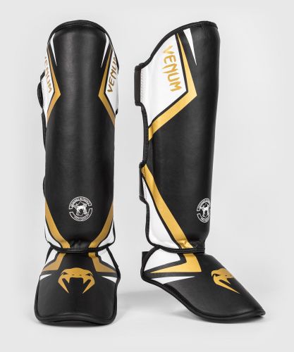 VENUM [ヴェヌム]　シンガード　Contender 2.0 - コンテンダー 2.0（黒/白/ゴールド）／ Shinguards - Black/White/Gold　／　レガース すね当て すねパッド プロテクター 防具 衝撃緩和 衝撃吸収 打撃練習 脛当て 脛あて ボクシング キックボクシング 総合格闘技 MMA