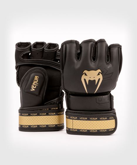 VENUM [ヴェヌム]　ファイトグローブ　インパクト 2.0（黒/ゴールド）オープンフィンガーグローブ ／ IMPACT 2.0 MMA gloves Black/Gold　／　MMAグローブ トレーニンググローブ スパーリンググローブ ミット打ち マジックテープ式 合皮 フェイクレザー S M L XL ブラック