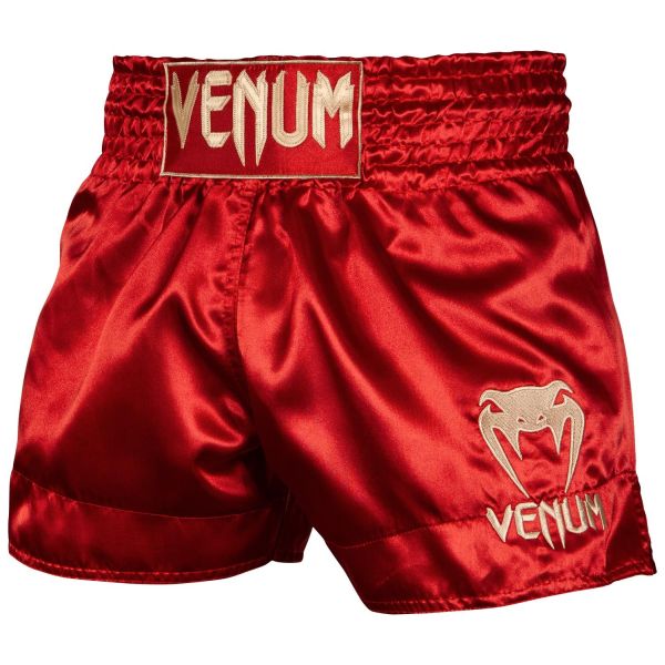 VENUM 　ムエタイショーツ　Classic - クラシック（赤/ゴールド） ／ Muay Thai Shorts - Red/Gold ／総合格闘技 ボクシング キックボクシング ブラジリアン柔術 MMA UFC ファイトパンツ コンバットショーツ ヴェノム ヴェナム ベノム ベナム べヌム