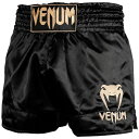 VENUM ヴェヌム ムエタイショーツ Classic - クラシック（黒/ゴールド） ／ Muay Thai Shorts - Black/Gold ／総合格闘技 ボクシング キックボクシング ブラジリアン柔術 MMA UFC ファイトパンツ コンバットショーツ ヴェノム ヴェナム ベノム ベナム べヌム