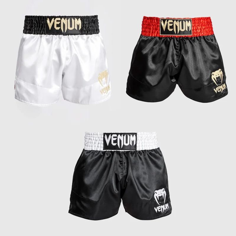 VENUM [ヴェヌム]　ムエタイショーツ　クラシック（黒/白/白）（黒/赤/ゴールド）（白/黒/ゴールド）／ Classic Muay Thai Shorts タイパンツ　総合格闘技 ボクシング キックボクシング ブラジリアン柔術 MMA UFC ファイトパンツ コンバットショーツ ヴェナム ヴェノム 1